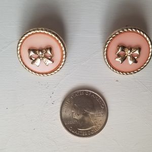 Precious Pink Bow Stud Earrings